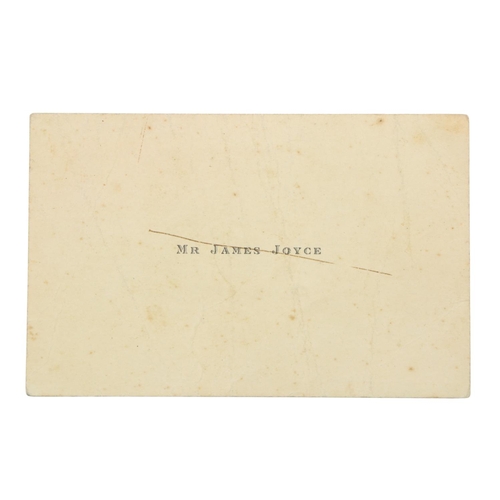 647 - From Joyce, ‘Saluti Cordiale’Joyce (James).  Autograph signed Note on reverse of his calling card, i... 