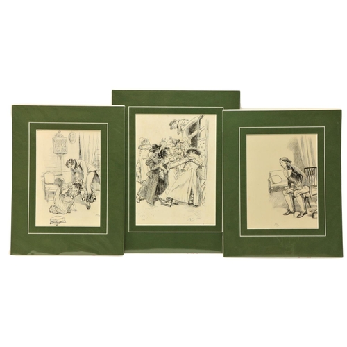 732 - Hugh Thomson, Irish (1860-1920)A set of three original pen and ink Drawings for Jane Austen's 