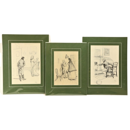 733 - Hugh Thomson, Irish (1860-1920)A set of three original pen and ink Illustrations for Jane Austen's 