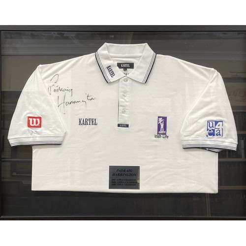 1052A - Golf: Harrington (Padraig) a white Kartel size L, golf Tee-Shirt, with sponsorship from Irish Life a... 