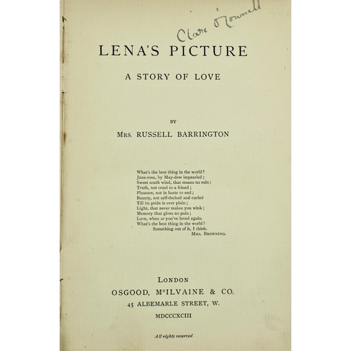 126 - From the Library of Sir Ross O'ConnellBarrington (Mrs. Russell) Lena's Picture, a Story of Love, 8vo... 