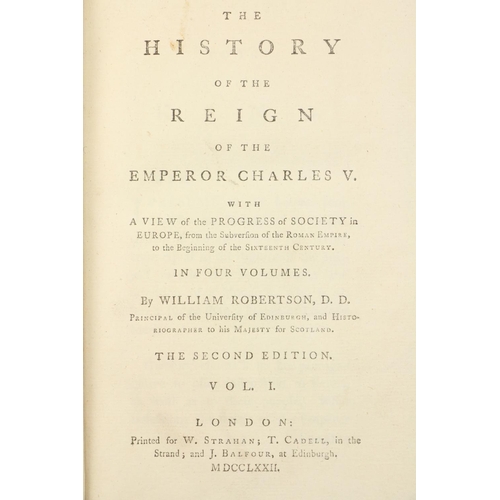 135 - Bindings: Robertson (Wm.) The History of the Reign of the Emperor Charles V, 4 vols. 8vo L. 1772. Se... 