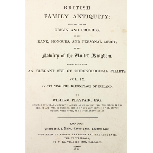 80 - Heraldry: Playfair (Wm.) The Baronetage of Ireland, Vol. IX, of British Family Antiquities. Lg. thic... 