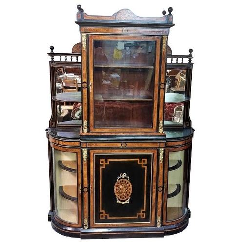 5 - A very fine 19th Century brass mounted ebonised and maple banded Cabinet with Credenza Base, the arc... 
