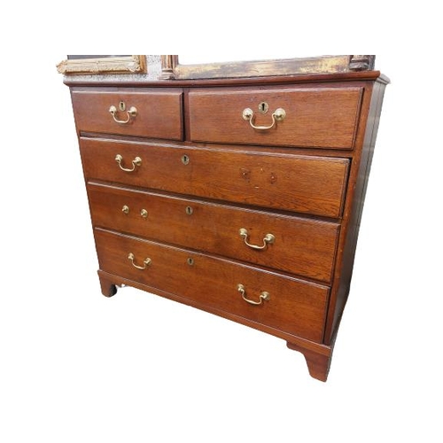 8 - A late 18th Century oak Chest, with three long and two short drawers on bracket feet, 43'' (110cms).... 