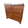 A late 18th Century oak Chest, with three long and two short drawers on bracket feet, 43'' (110cms).... 