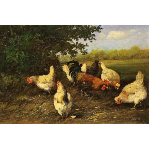10 - 19th Century Continental School'Poultry Foraging at the edge of a Field,' O.O.B., and its companion ... 