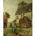 F. Meyers, 19th Century Continental SchoolA large 'Courtyard Scene with large building and outhouse,... 
