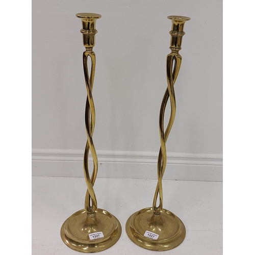 36 - A pair of early and unusual twisted Candlesticks, on bowl shaped circular bases, approx. 59cms (23''... 