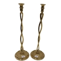 A pair of early and unusual twisted Candlesticks, on bowl shaped circular bases, approx. 59cms (23''... 