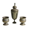 A good quality heavy tulip shaped Benares brass Vase and Cover, the lid with figure of an Indian God... 