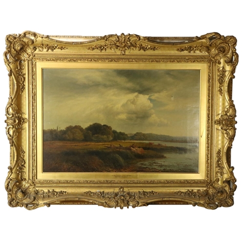 38 - Arthur Gilbert (1819 - 1895) 'On the Thames above Henley,' O.O.C., 41cms x 61cms (16'' x 24'') in at... 