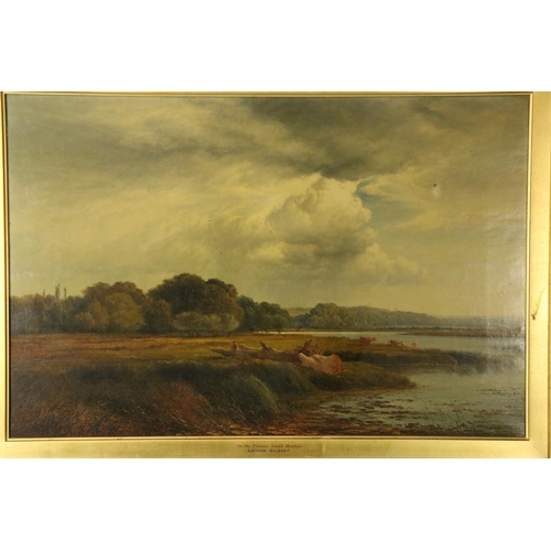 38 - Arthur Gilbert (1819 - 1895) 'On the Thames above Henley,' O.O.C., 41cms x 61cms (16'' x 24'') in at... 