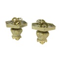 A pair of Chinese hexagonal baluster shaped brass Censors, each with a fruit finial cover, 8'' (20cm... 