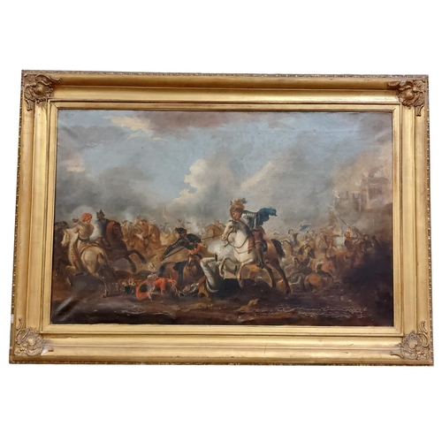 47 - In the Manner of Jacques Courtois (1621 - 1676)'Ancient Chaotic Battle Scene with Men on horseback, ... 