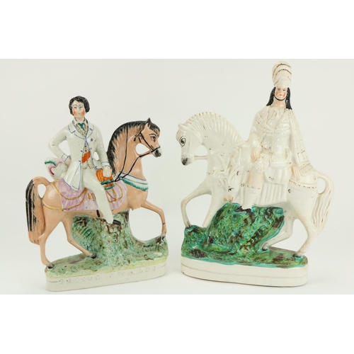 117 - Two 19th Century Staffordshire Equestrian Groups, one the Prince of Wales, the other Bonnie Prince C... 