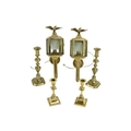 A good pair of brass Wall Lights, in the form of carriage lamps, each of octagonal form with eagle f... 