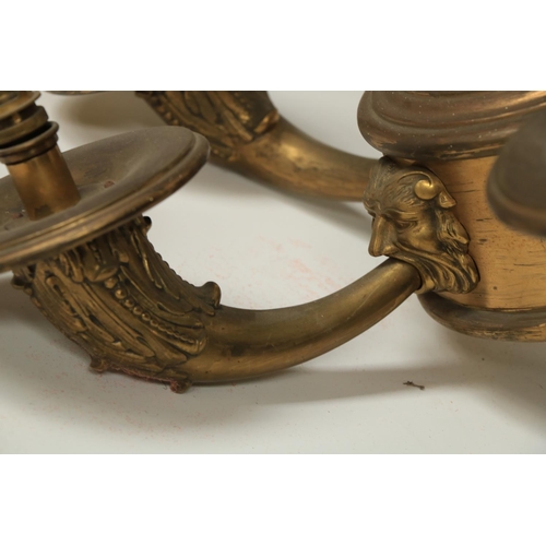 448 - A fine quality Georgian style five branch ormolu Ceiling Light, the bulbous centre moulded with grot... 