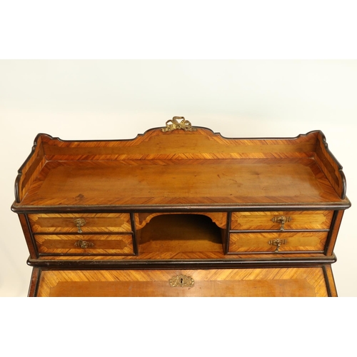 456 - A late 19th Century kingwood, mahogany and satinwood Bonheur du Jour, with brass mounts an... 