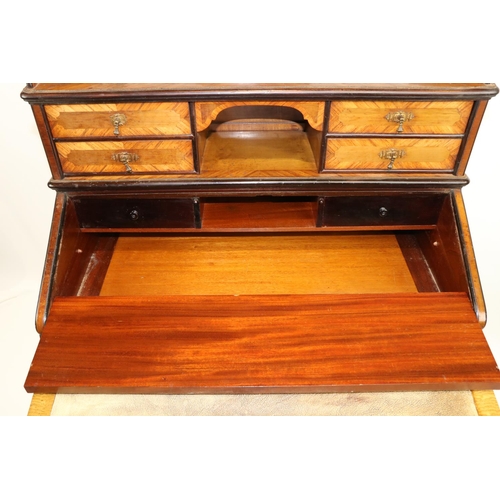 456 - A late 19th Century kingwood, mahogany and satinwood Bonheur du Jour, with brass mounts an... 