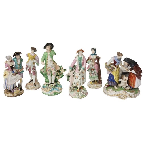 426 - A collection of late 19th / early 20th Century Continental porcelain Figural Statues, some Meissen a... 