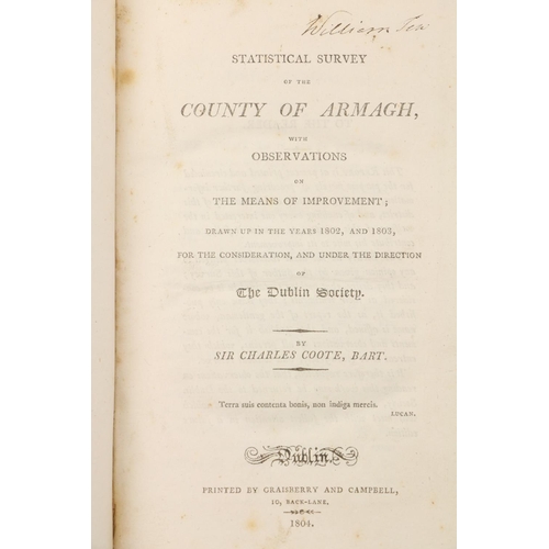 192 - R.D.S. - Coote (Sir Chas.) Statistical Survey of the County of Armagh, 8vo Dublin 1804. First Edn., ... 