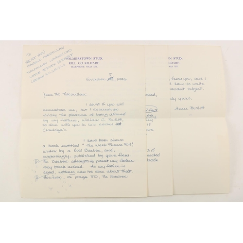 212 - With Draft letter to Rt. Hon. Harold Mac MillanBarber (Noel) The Week France Fell - June 1940, 8vo L... 