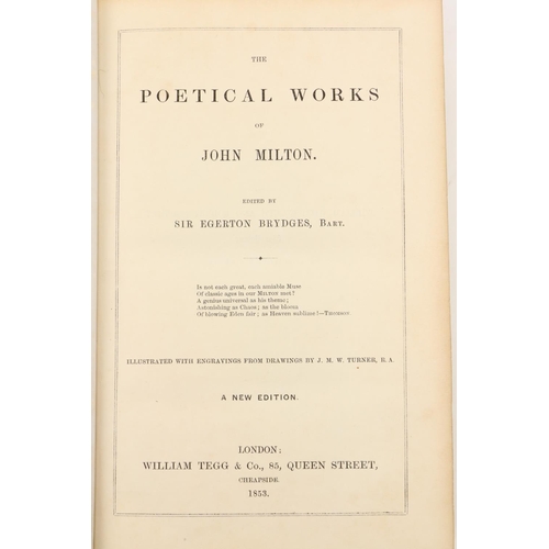 225 - T.C.D. Prize Binding: Milton (John) The Poetical Works of ..., thick 8vo Lond. 1853. Engd. frontis &... 