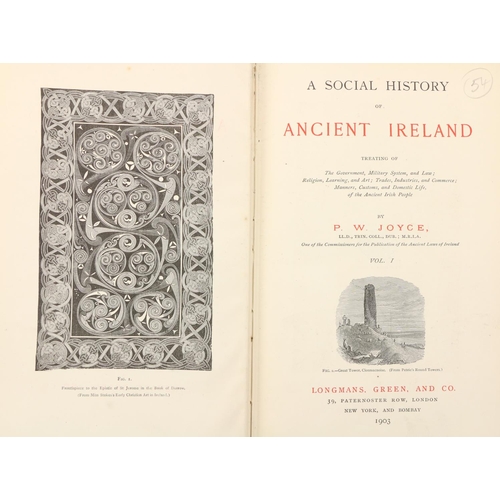 228 - Joyce (P.W.) A Social History of Ancient Ireland, 2vols. 8vo Lond. 1903. First Edn., illus. orig. cl... 