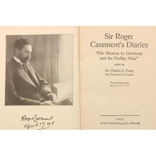 242 - [Casement (Roger)], Curry (Dr. C.E.) Sir Roger Casement's Diaries, 8vo Munich 1922. First Edn., port... 