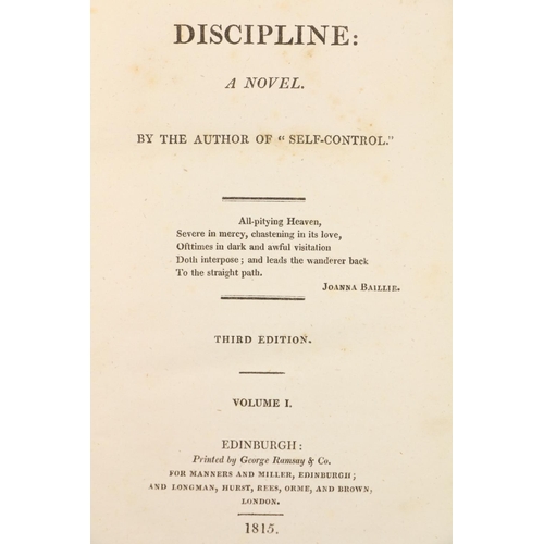 370 - Novels etc: [Brunton (Mrs. Mary)] Discipline: A Novel, by The Author of 'Self-Control,' 3 vols. 8vo ... 