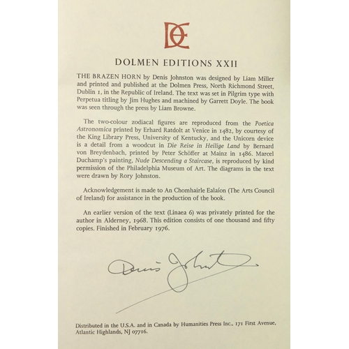 393 - Johnson (Denis) The Brazen Horn, sm. folio D. (Dolmen) 1976. First Lim. Edn. (1050) Signed by Author... 