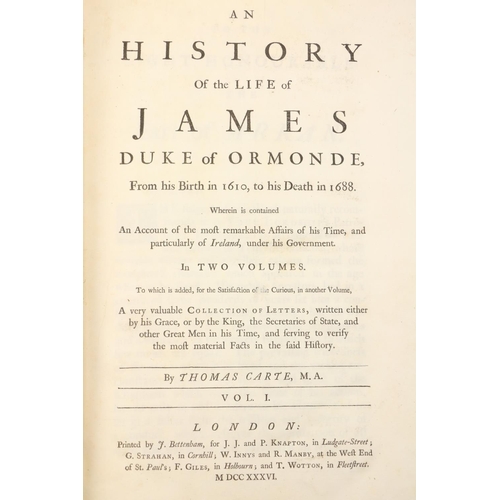 424 - Duke of Portland's CopyCarte (Thomas) An History of the Life of James Duke of Ormonde, with Letters,... 