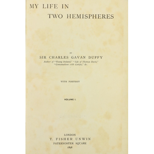 376 - With Short A.L.s. from the AuthorDuffy (Sir Charles Gavan) My Life in Two Hemispheres, 2 vols. L. (T... 