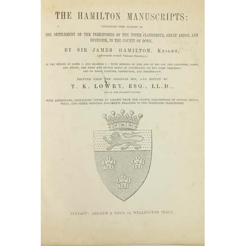 387 - Genealogy: Hamilton (Sir James) & Lowry (T.K.)ed. The Hamilton Manuscripts: containing some acco... 