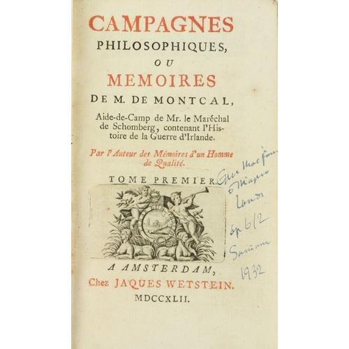 429 - [Prevost (Abbé)] Campagnes Philosophiques ou Memoires de M. de Monteal, Aide-de-Comp de Mr. le Maréc... 