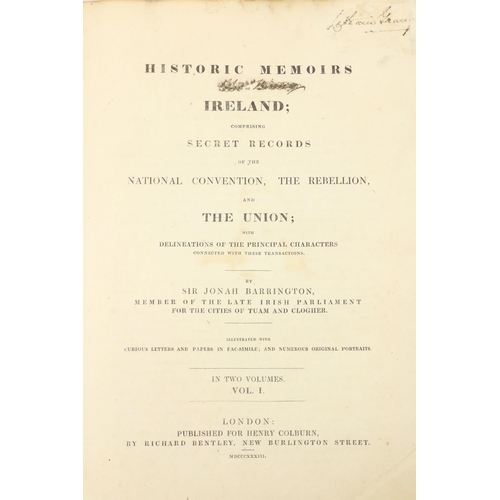 498 - Very Fine SetBarrington (Sir Jonah) Historic Memoirs of Ireland, Comprising Secret Records of the Na... 