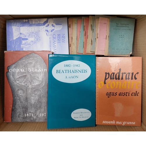 600 - Box: Irish Language Material  Two boxes of approx. 150 varied items in the Irish language, cloth, pa... 