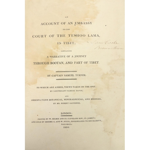 785 - Turner (Capt. Sam.) An Account of an Embassy to the Court of the Teshoo Lama in Tibet; containing A ... 