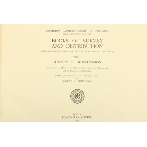 793 - I.M.C. - Simington (Rob. C.)ed. Books of Survey and Distribution... 1636-1703,  Vol. I, County of Ro... 