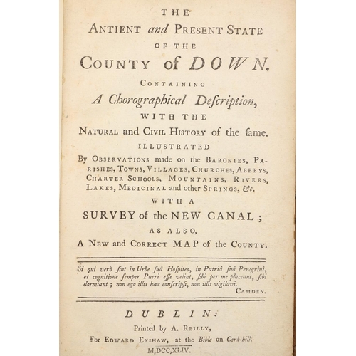 706 - Smith (Chas.) & Harris, eds. The Ancient and Present State of the County of Down, 8vo Dublin 174... 