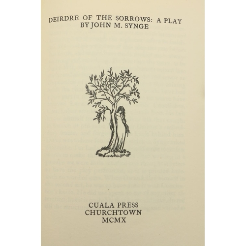 730 - Cuala Press:  Synge (J.M.)  Deirdre of the Sorrows; A Play, 8vo Churchtown (Cuala Press) 1910.  Firs... 