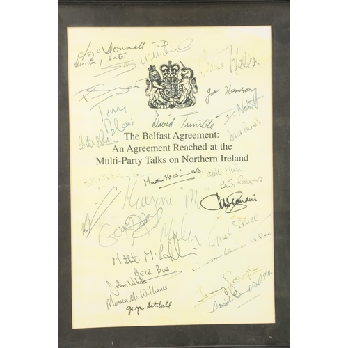 839 - Political Interest: A facsimile / Photostat of the 1998 Good Friday Agreement Signature Sheet, frame... 