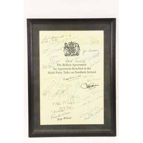 839 - Political Interest: A facsimile / Photostat of the 1998 Good Friday Agreement Signature Sheet, frame... 