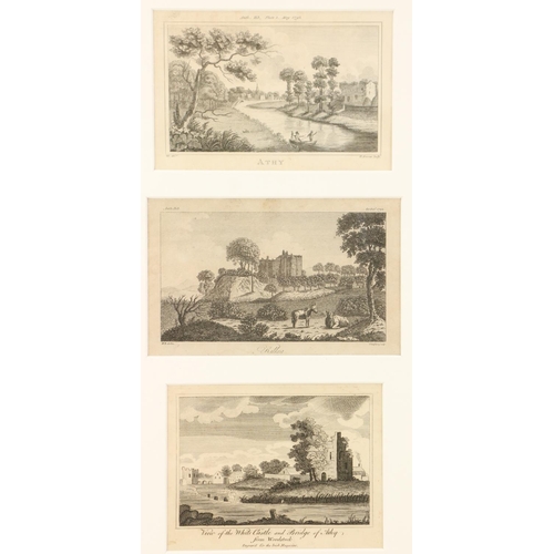 846 - Co. Kildare: Three engraved late 18th Century Views, Athy; Kilkea; & View of White Castle and Br... 