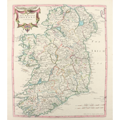 852 - Map: Irish, Morden (Robert) (1668-1703) A Kingdom of Ireland, hand coloured, approx. 46cms... 