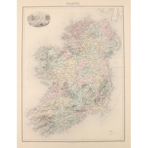 854 - Map: Irish, Bixet (A.) Irlande, engraved by L. Smith, published in Paris, c. 1875, with vign. view o... 