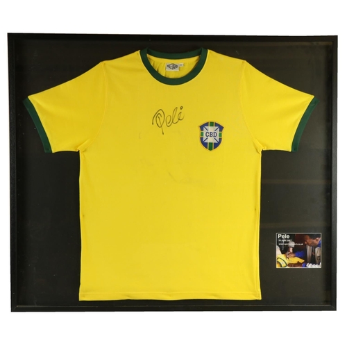 917 - Signed by PeleSoccer: Brazil; F.C., a replica Brazil International Jersey, Signed, in black marker b... 