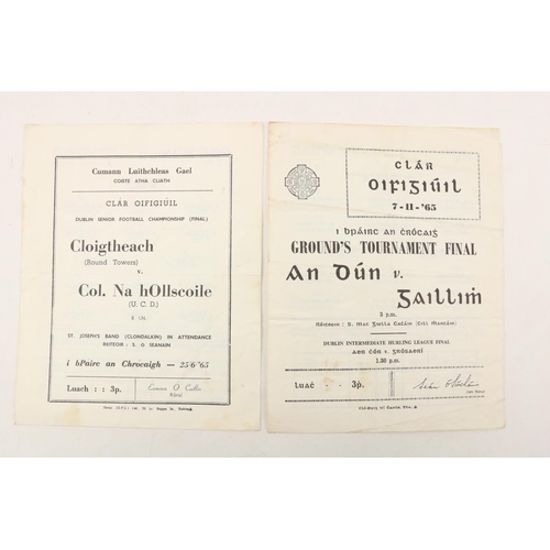 925 - Programmes: G.A.A., Grounds Tournament Final, 7.11.65 (Down v. Galway), Croke Park; Dublin Senior Fo... 