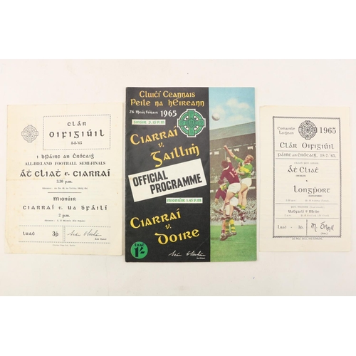 941 - Programmes: G.A.A., Football 1965 Championship, a group to inlcude:* Leinster Final Dublin v. Longfo... 